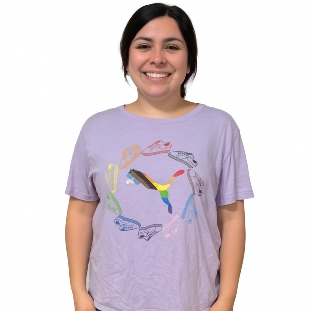 Puma Unisex Lilac Graphic Pride Collection T-Shirt Size XL